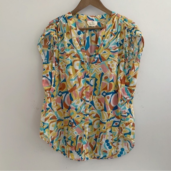 Danielle Kroll Brooklynite Shirt Medium Button Front Anthropologie - Picture 1 of 7